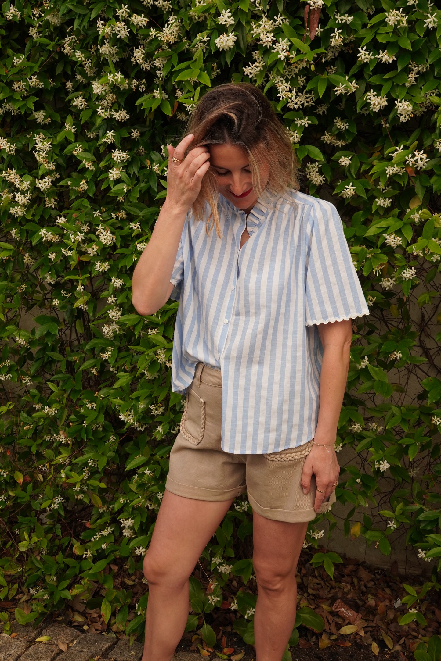 Blouse à rayures Margot - Bleu clair