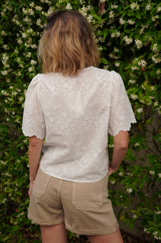 Blouse à fleurs Lina - Blanc