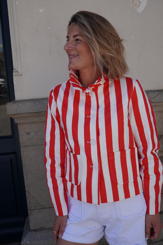 Veste à rayures Lucile - Corail
