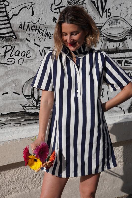 Robe à rayures Julia - Bleu marine