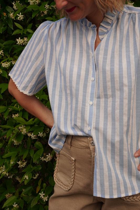 Blouse à rayures Margot - Bleu clair