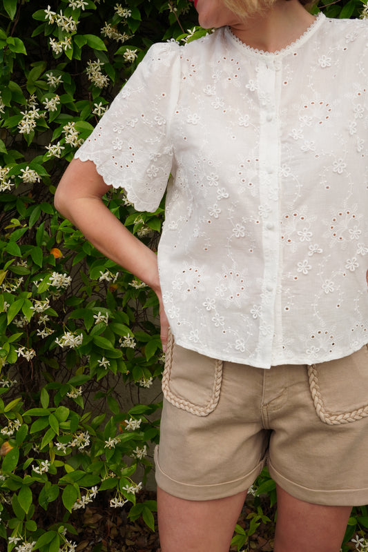 Blouse à fleurs Lina - Blanc
