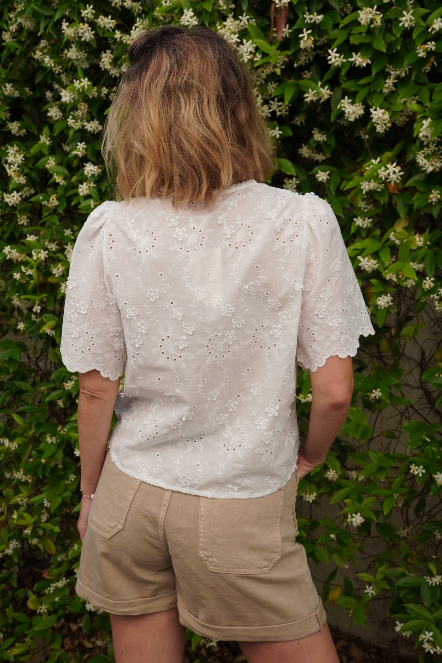Blouse à fleurs Lina - Blanc