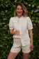 Blouse à col et à fleurs Eva - Blanc