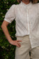 Blouse à col et à fleurs Eva - Blanc